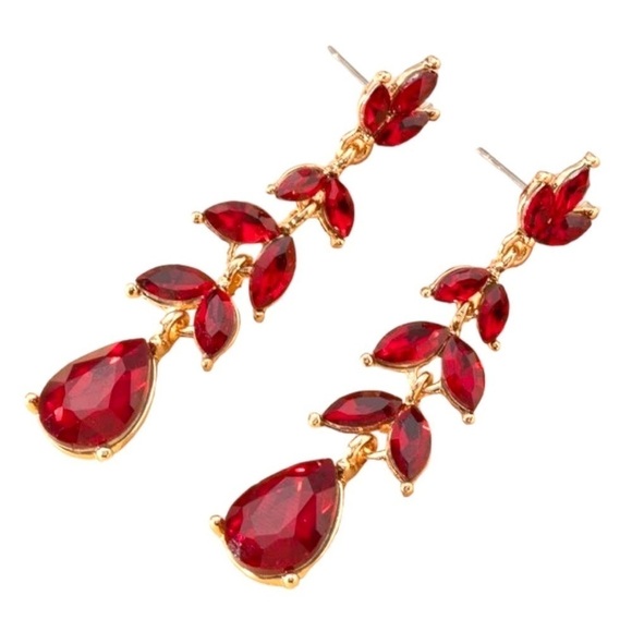 Valentines Day Gifts for Women Her Red Earrings Crystal Rhinestone Statement - Picture 6 of 6